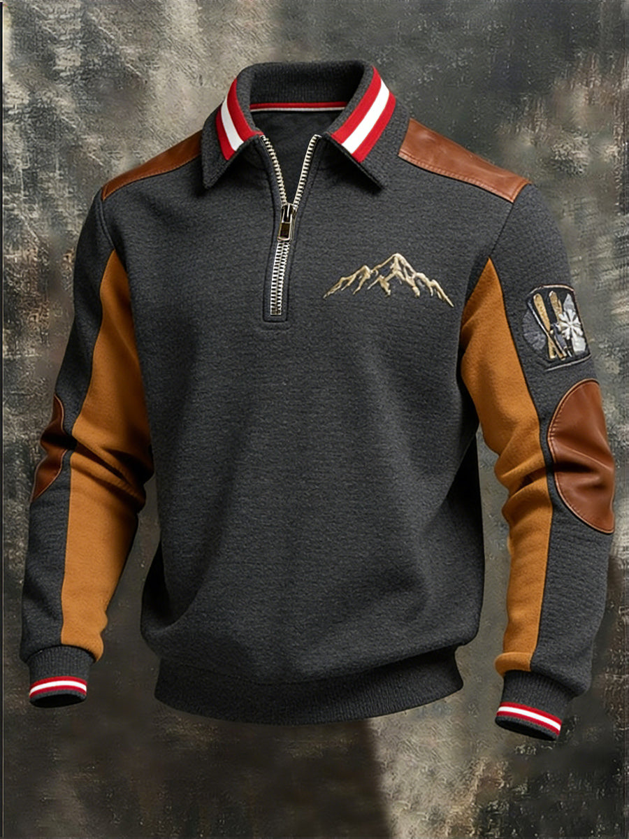 Herren-Sweatshirt mit grauem Tan-Kontrast