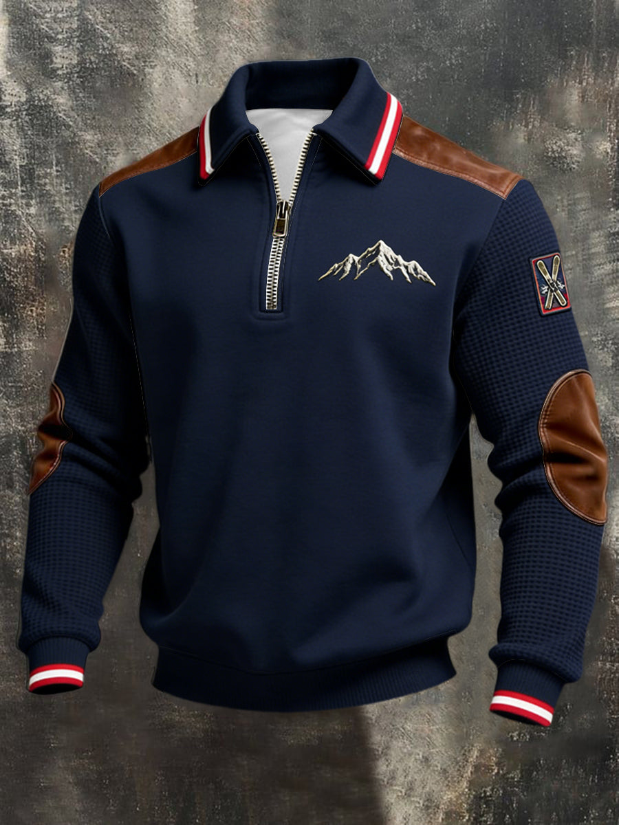 Herren Sweatshirt mit klassischem Navy Mountain Emblem
