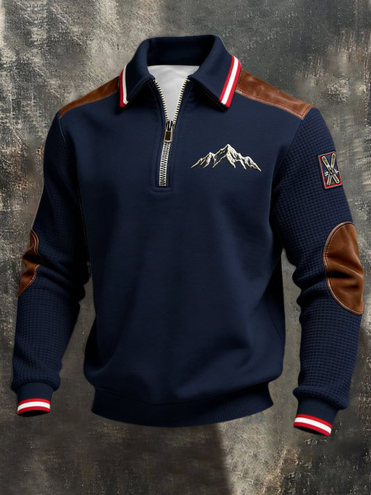 Herren Sweatshirt mit klassischem Navy Mountain Emblem