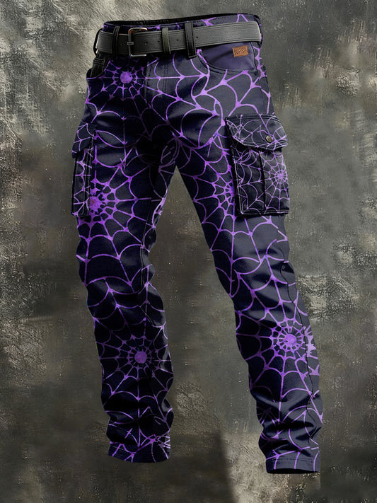 Herren Retro-Urlaub Business Spider Web Art Print Freizeit kleidung Hose