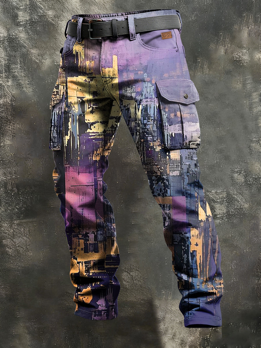 Herren-Retro-Urlaub Business-Kunstdruck Freizeit-Hose