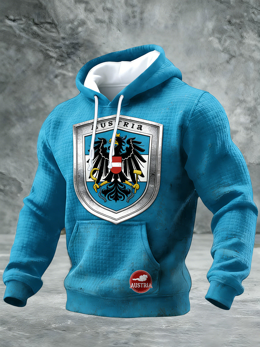 Retro Österreich ische Flagge Muster Casual Waffel-Strick bequemes Kapuzen-Sweatshirt