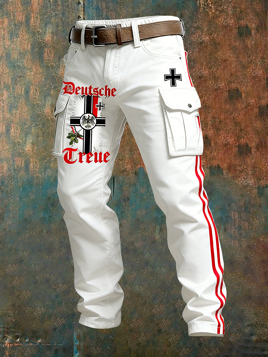 Herren Vintage Deutsche Flagge Print Freizeit-Cargo hosen