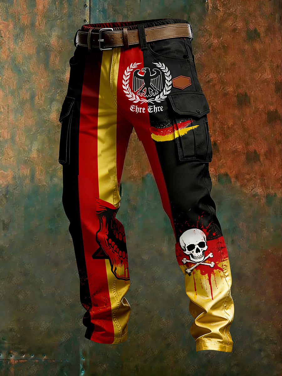 Herren Vintage Deutsche Flagge Print Freizeit-Cargo hosen