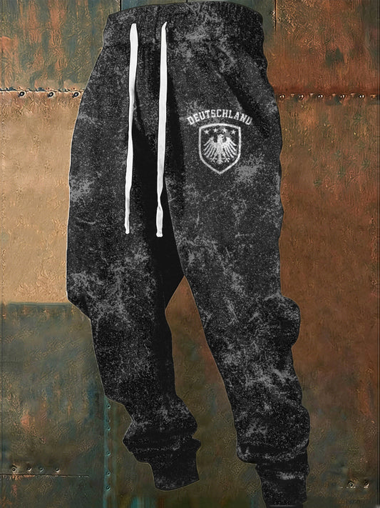 Herren Bold gesprenkelte schwarze "DEUTSCHLAND" Eagle Emblem Jogging hose