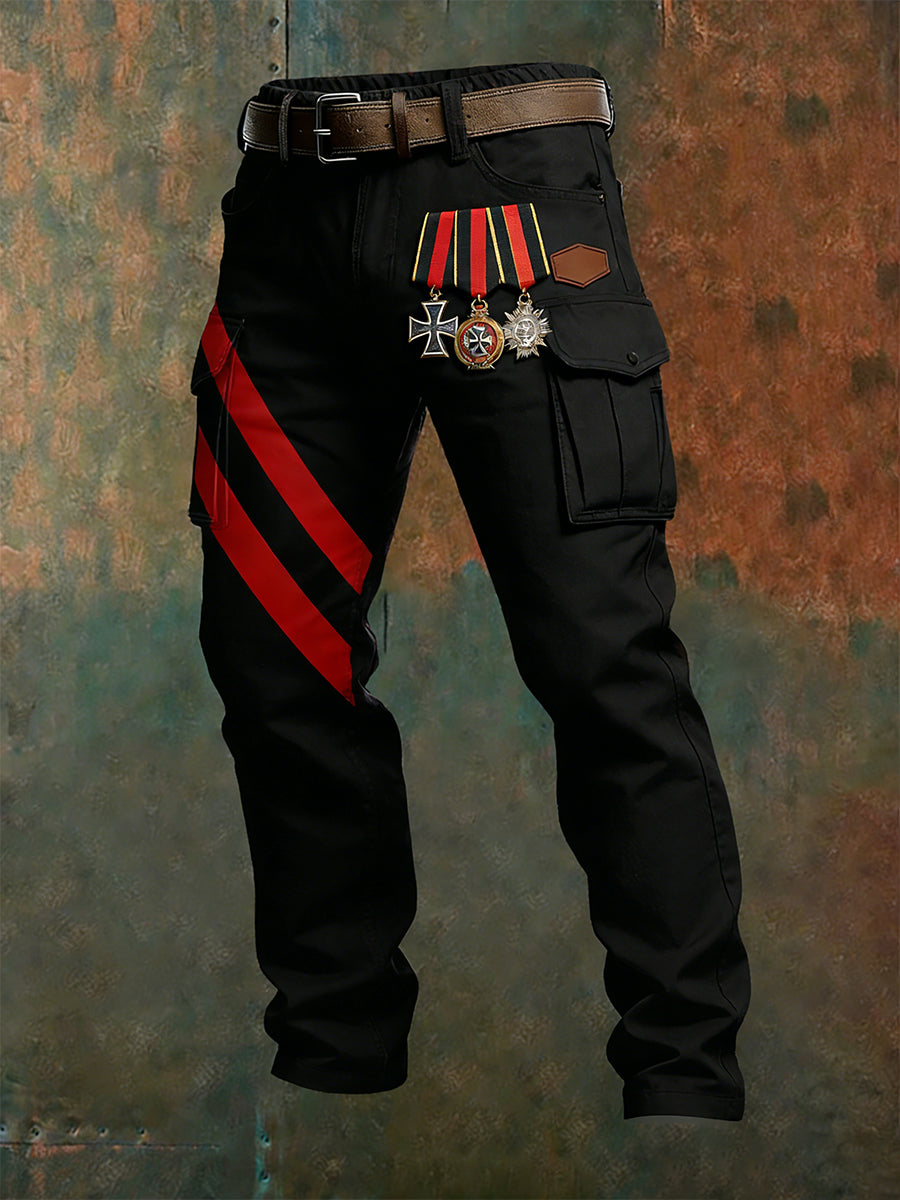 Herren Vintage Deutsche Flagge Print Freizeit-Cargo hosen