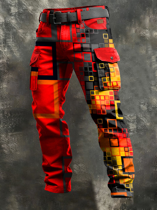 Herren-Retro-Urlaub Business-Kunstdruck Freizeit-Hose
