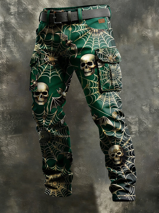 Herren Retro-Urlaubs geschäft Spider Web Skull Kunstdruck Freizeit-Arbeits kleidung