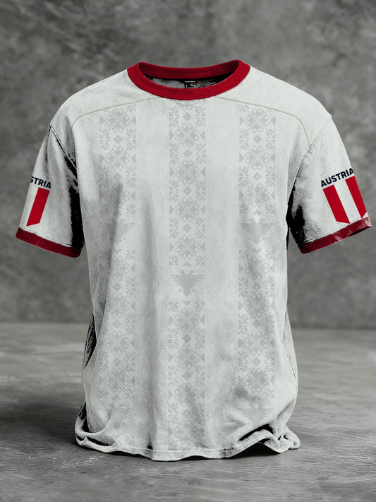 Herren-T-Shirt mit subtiler österreichi scher Muster-Ringer