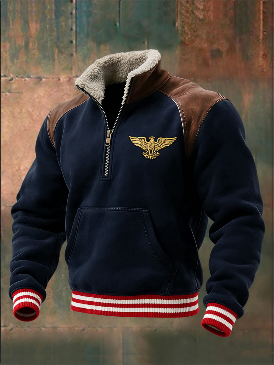 Herren Sweatshirt mit klassischem Marine mit österreichi schem Adler gestreift