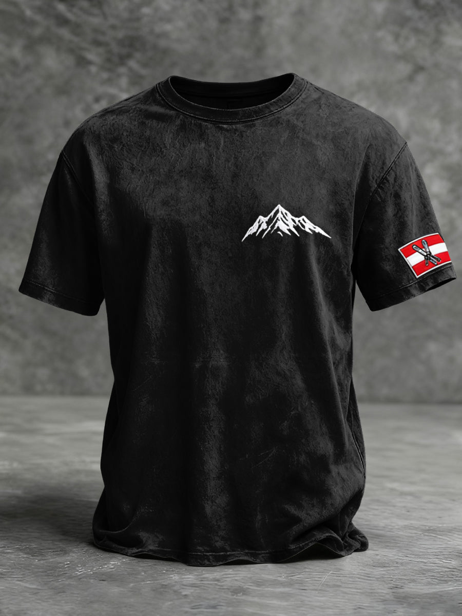 Herren Schlankes schwarzes österreich isches Skiberg T-Shirt