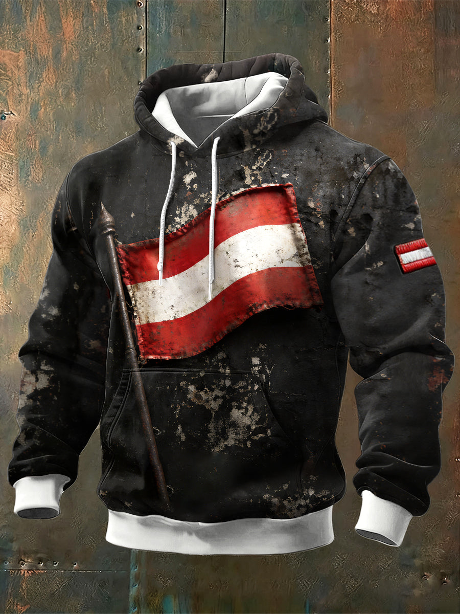 Herren Sweatshirt mit österreichi scher Flagge 3D-Druck Vintage Kapuzen pullover