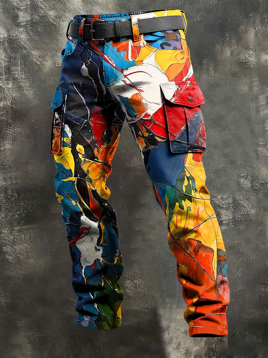 Herren Retro Urlaub Business Abstrakter Kunstdruck Freizeit kleidung Hose