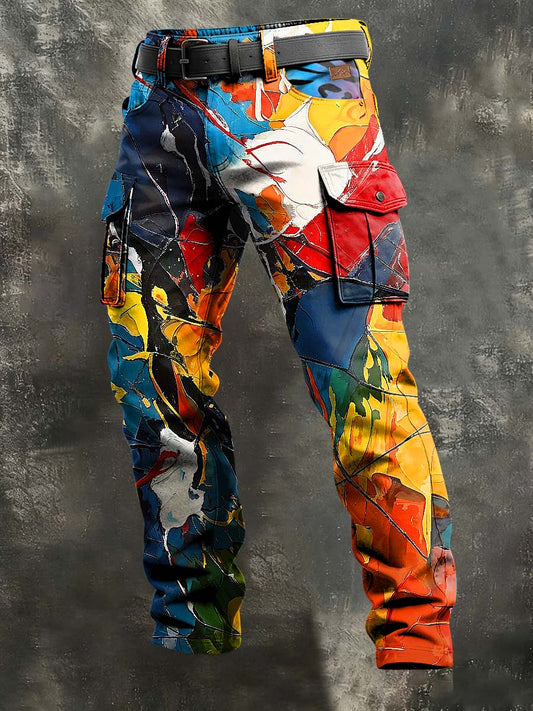 Herren Retro Urlaub Business Abstrakter Kunstdruck Freizeit kleidung Hose