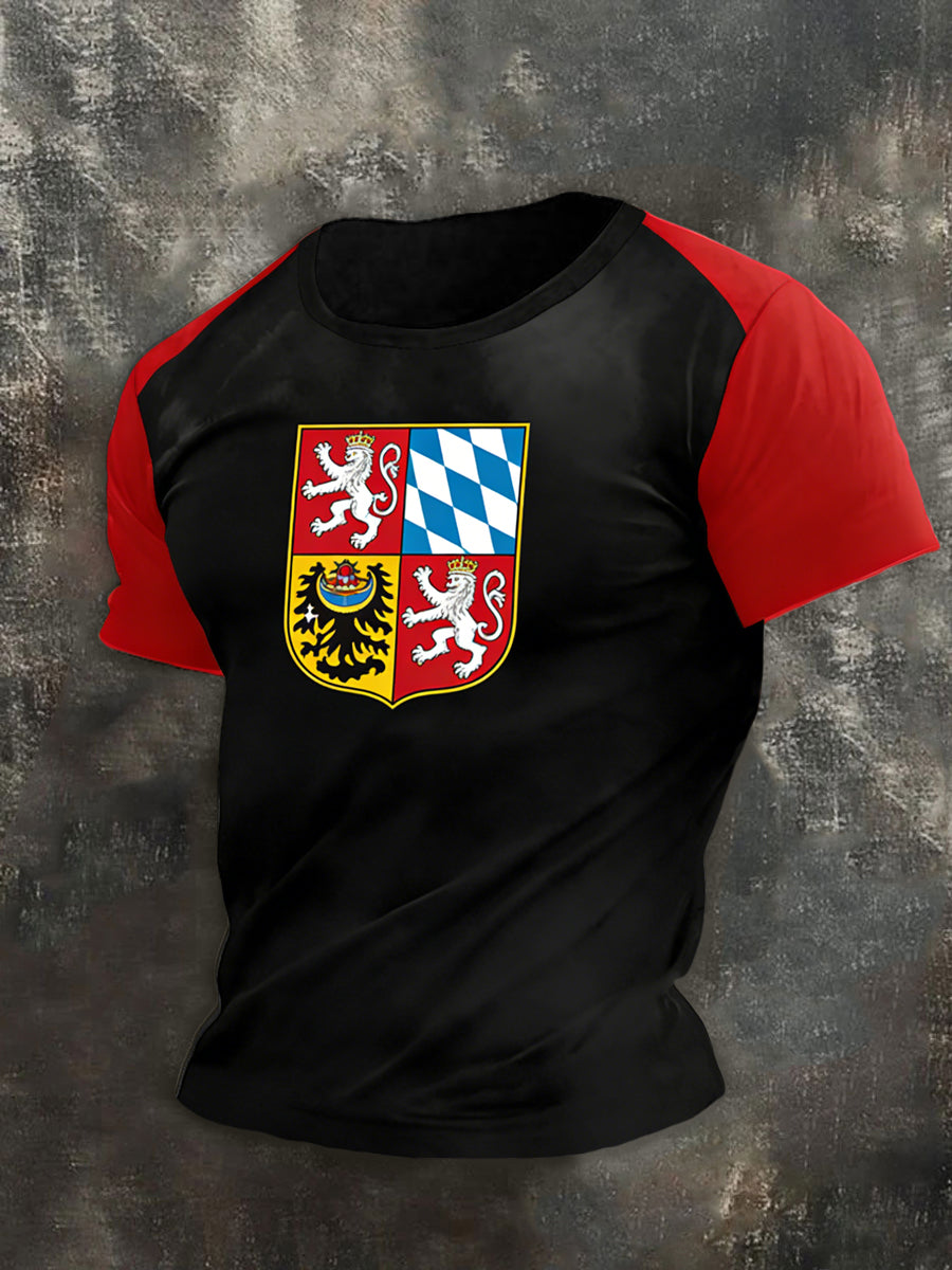 Männer vibrierendes bayerisches Staats Crest Raglan T-Shirt