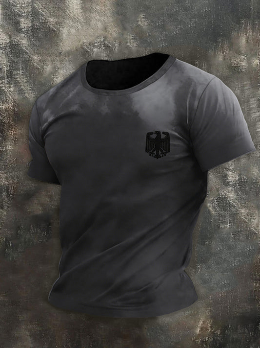 Herren-subtile, verstörte graue deutsche Adler-T-Shirt