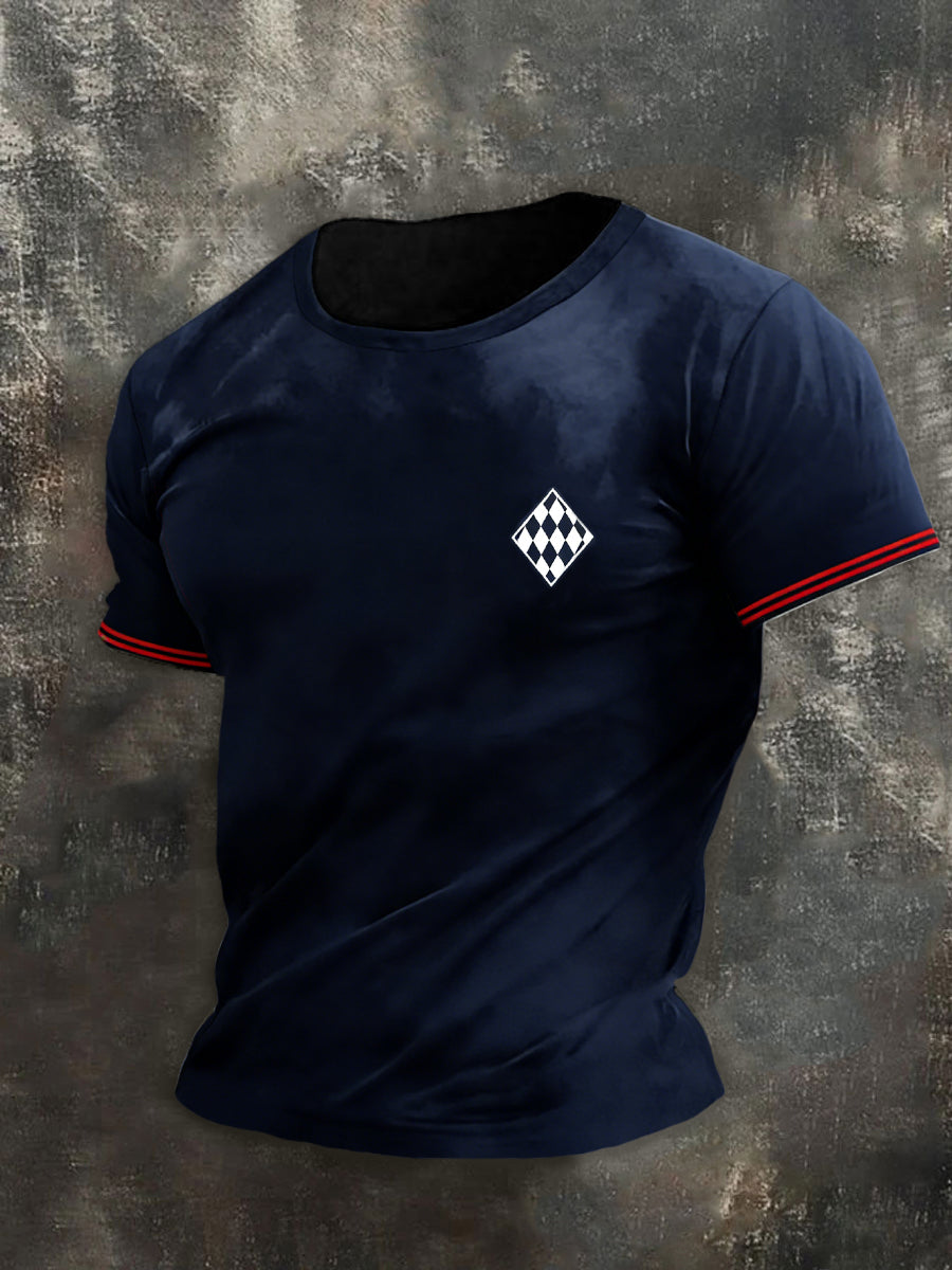 Herren klassisches Marine Bayerisches Diamant Emblem T-Shirt