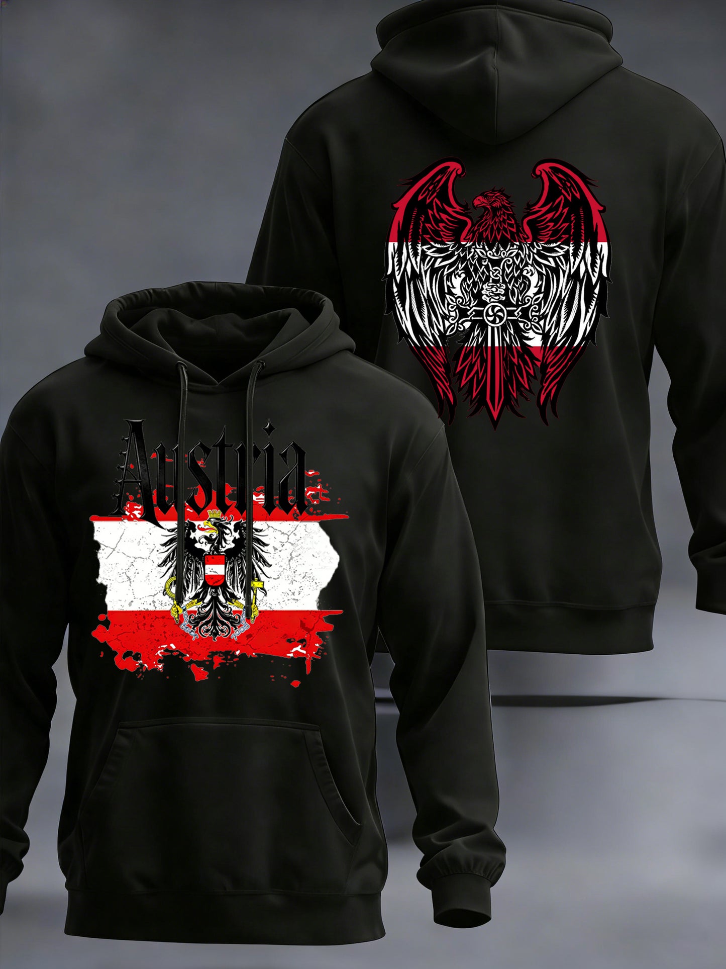 Herren-Kapuzen-Sweatshirt mit österreichisch inspirierten Print
