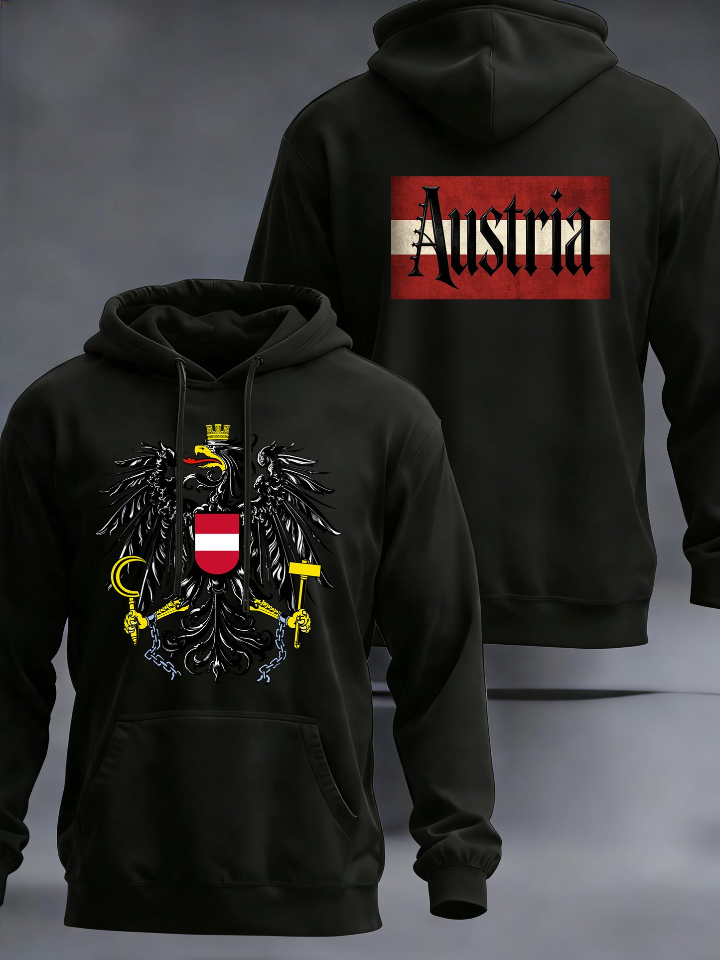 Herren-Kapuzen-Sweatshirt mit österreichisch inspirierten Print