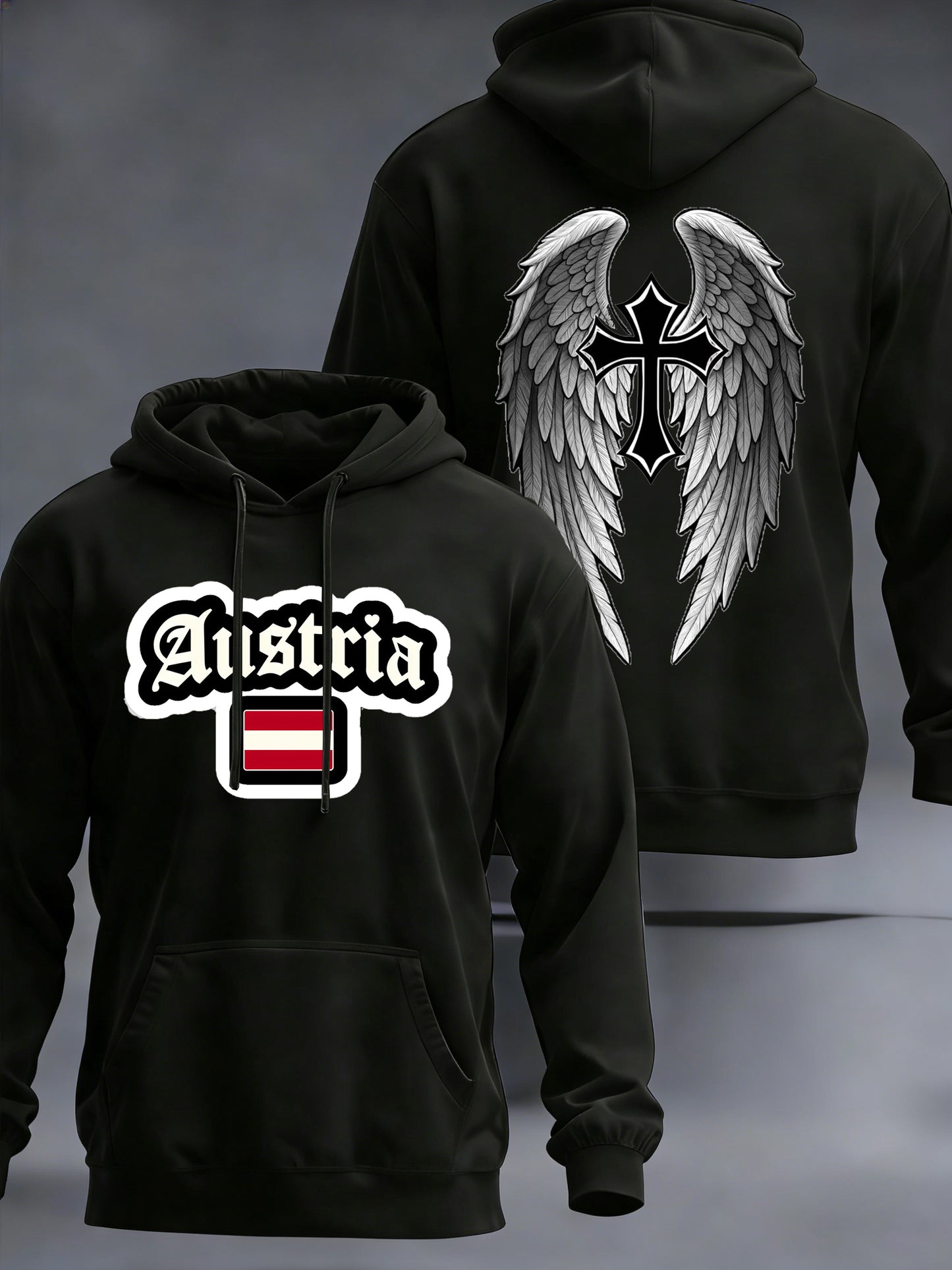 Herren-Kapuzen-Sweatshirt mit österreichisch inspirierten Print