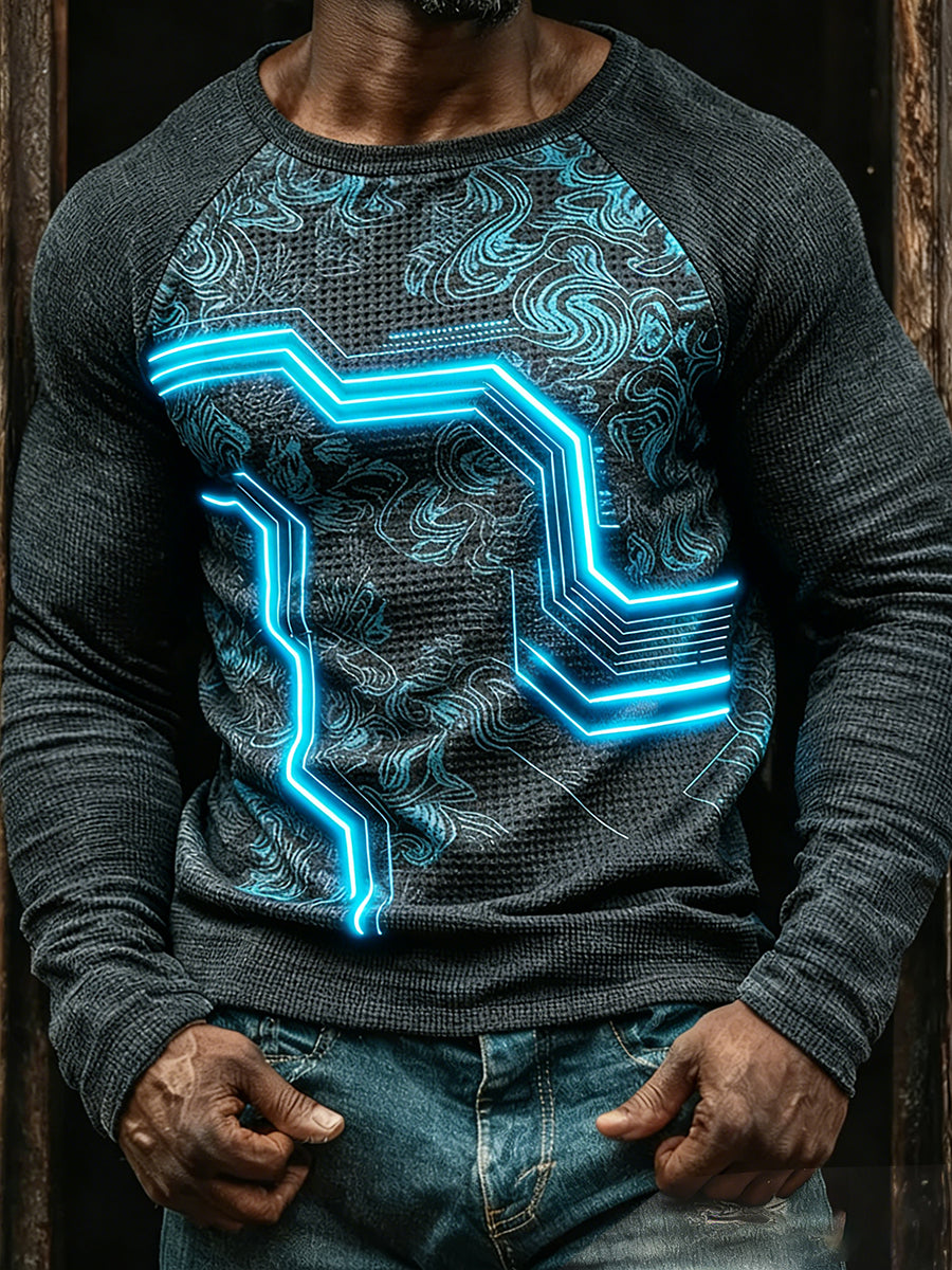 Herren Vintage Business Abstrakte Kunst Casual Top