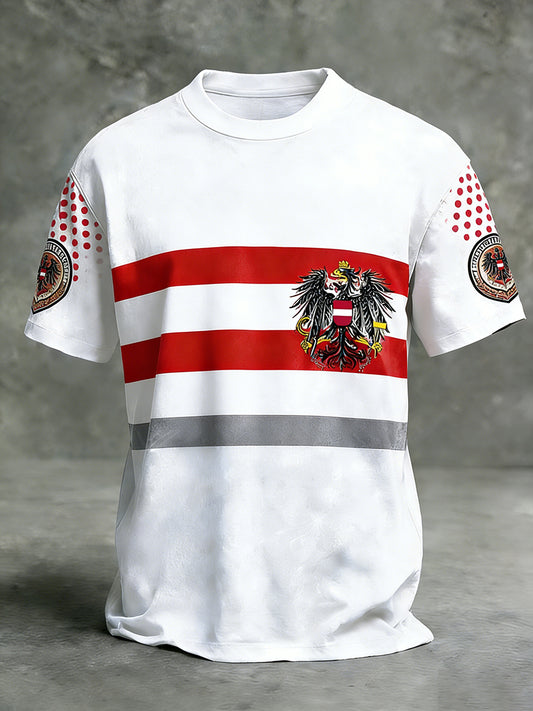 Retro Österreich ische Flagge Muster Patchwork Kunstdruck Casual T-Shirt
