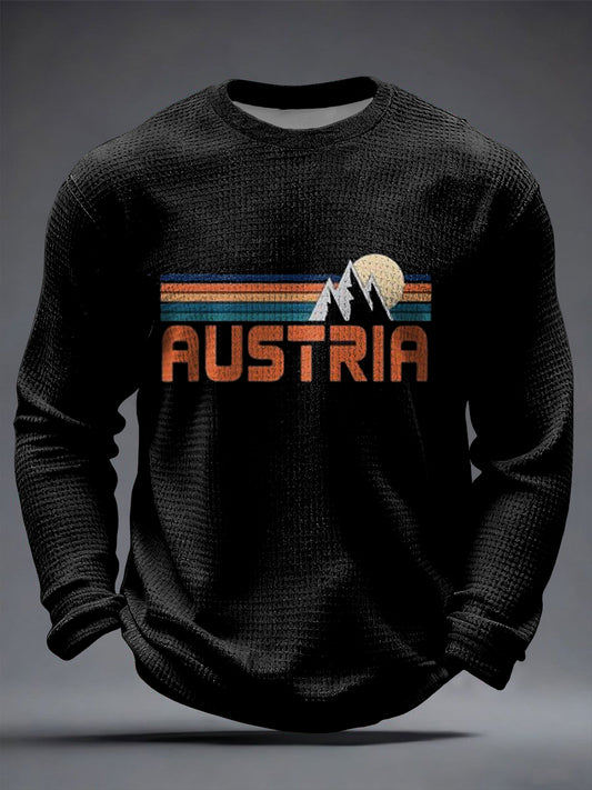 Retro österreich ische Alpine Kunst Lässige Waffel-Weave T-Shirt