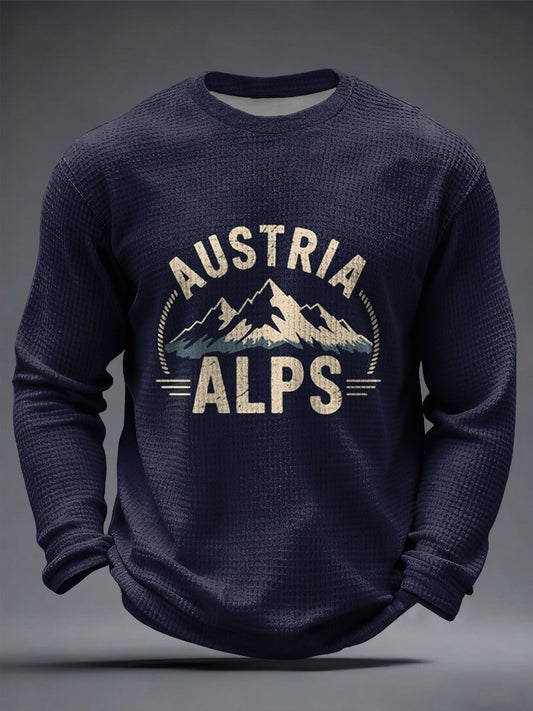 Retro österreich ische Alpen Lässige Waffel-Weave T-Shirt
