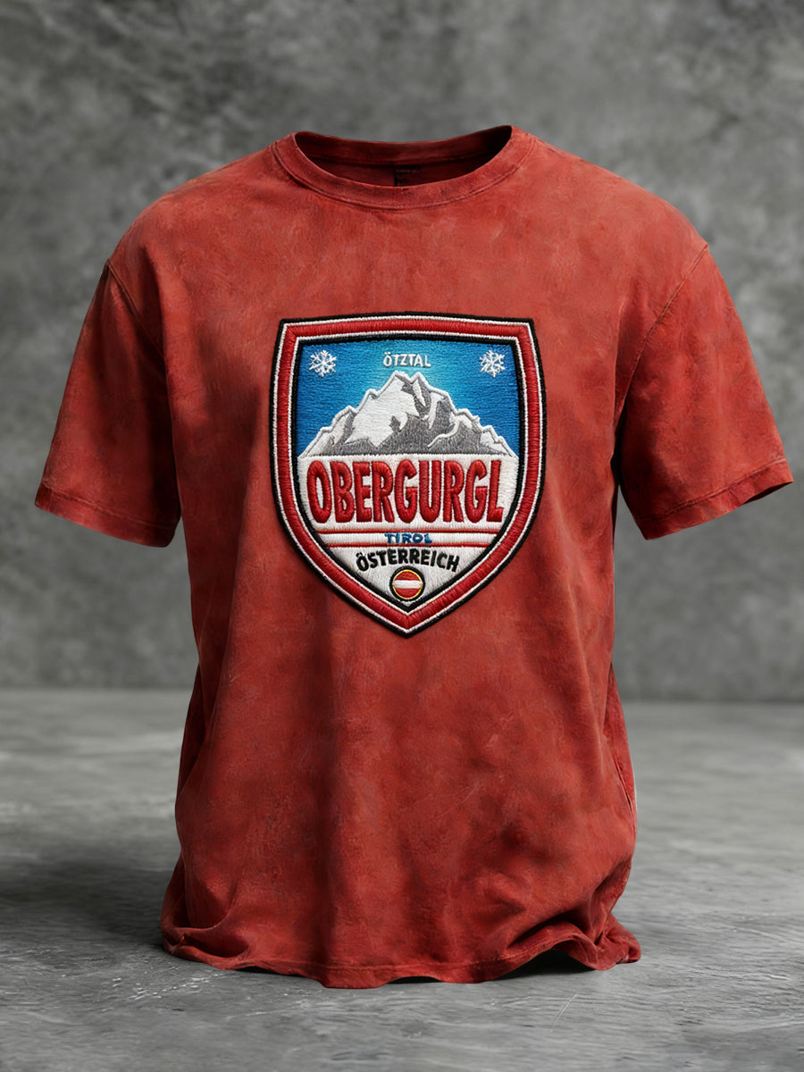 Retro österreich isches Alpen Emblem Casual T-Shirt