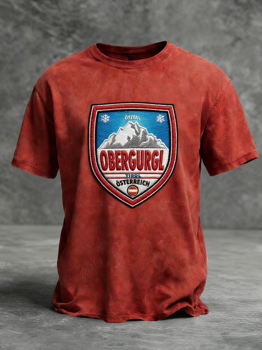 Retro österreich isches Alpen Emblem Casual T-Shirt