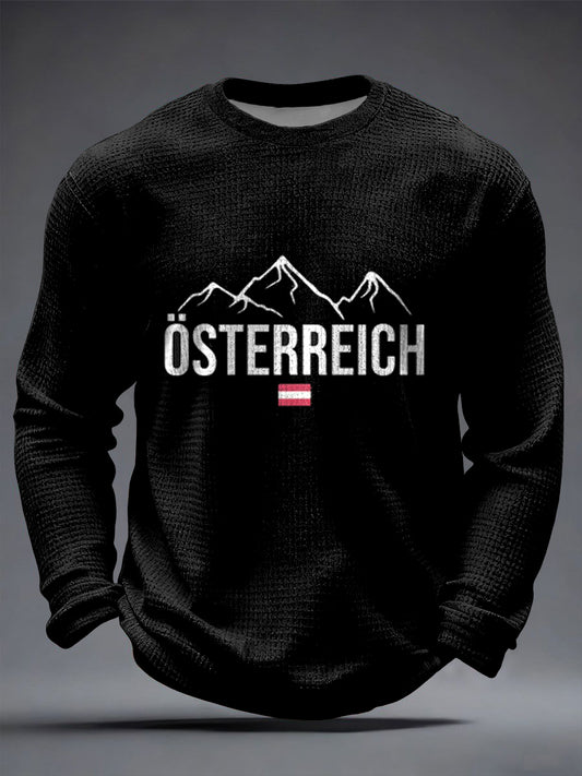 Retro österreich ische Alpen Abstrakte Kunst Waffel gewebe T-Shirt