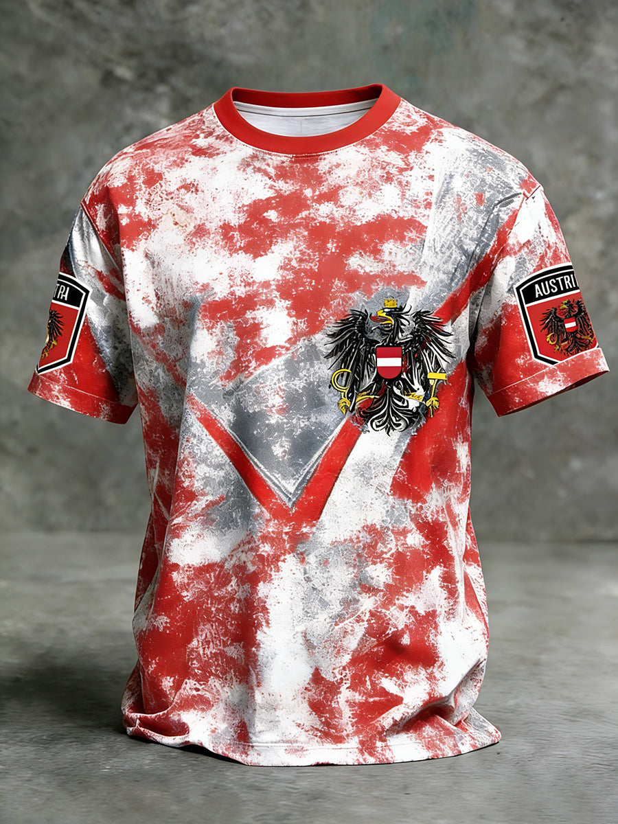 Retro Österreich ische Flagge Muster Patchwork Kunstdruck Casual T-Shirt