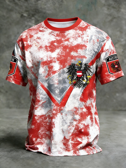 Retro Österreich ische Flagge Muster Patchwork Kunstdruck Casual T-Shirt
