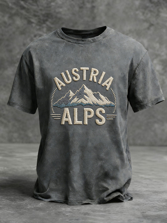 Retro österreich ische Alpen Outdoor Casual T-Shirt