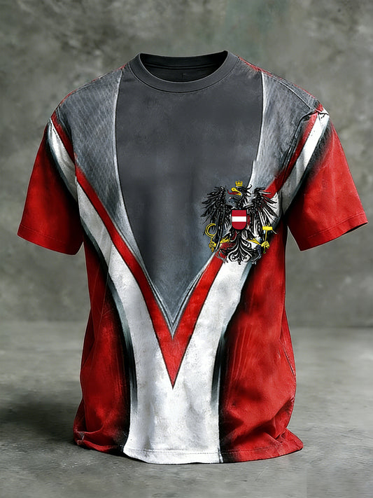 Retro Österreich ische Flagge Muster Patchwork Kunstdruck Casual T-Shirt