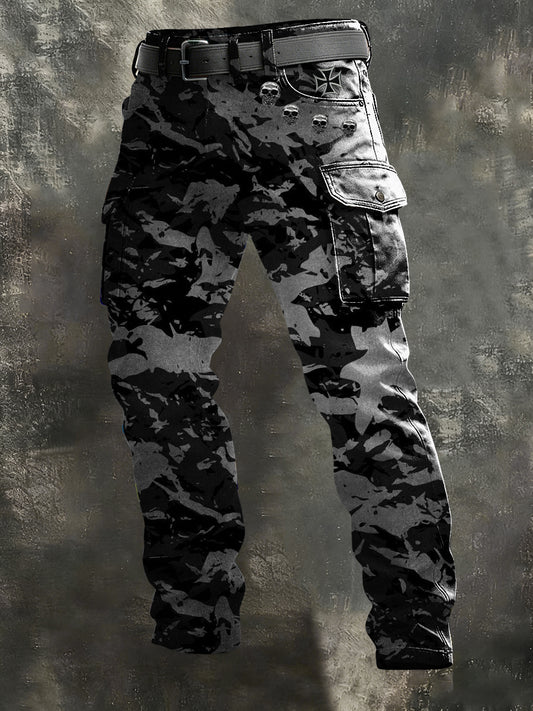 Herren Dark Camo Totenkopf & Deutsche Kreuz Cargo hosen