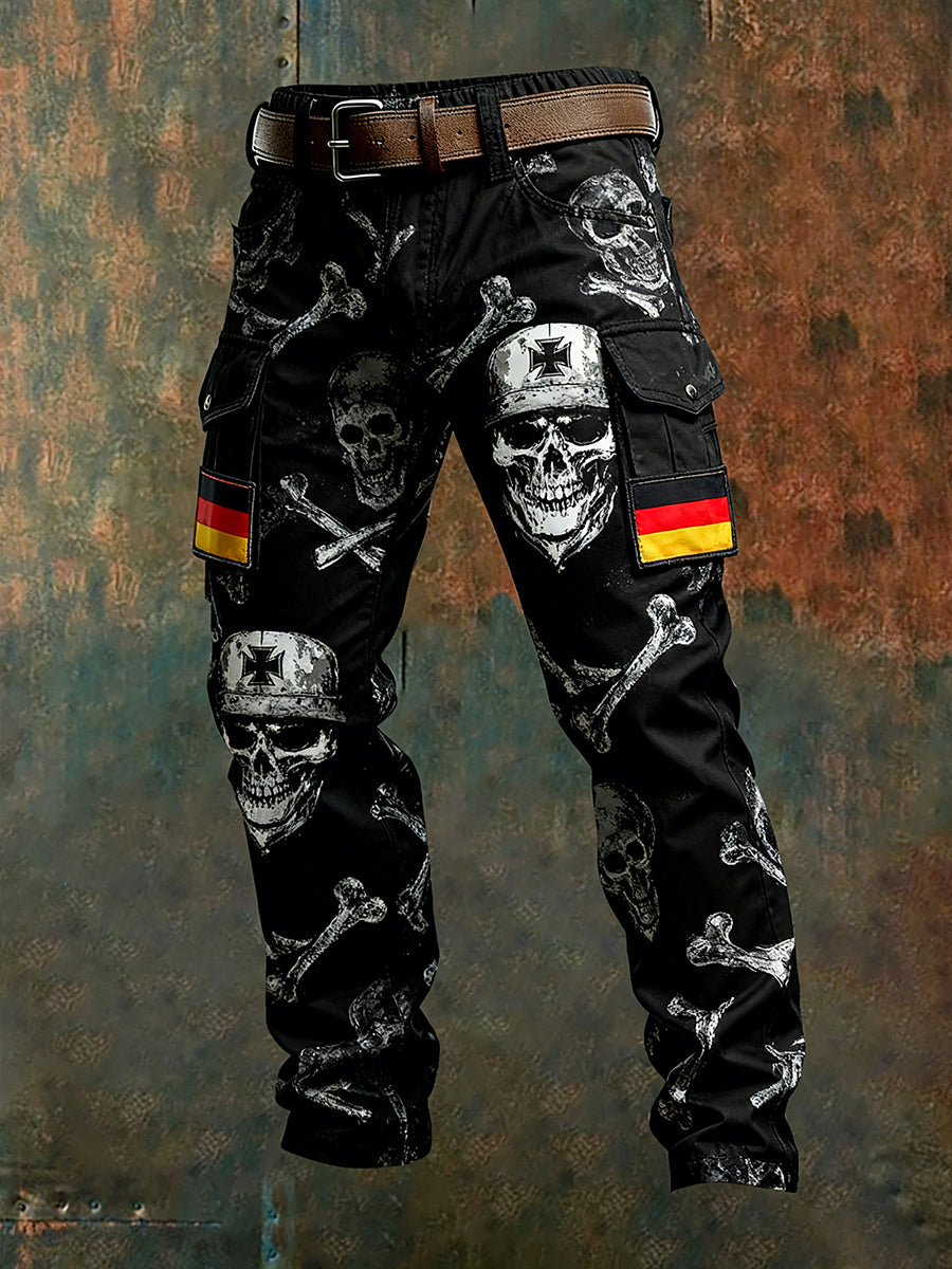Herren Vintage Deutsche Flagge Print Freizeit-Cargo hosen