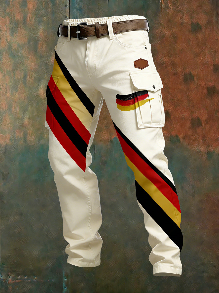 Herren Vintage Deutsche Flagge Print Freizeit-Cargo hosen