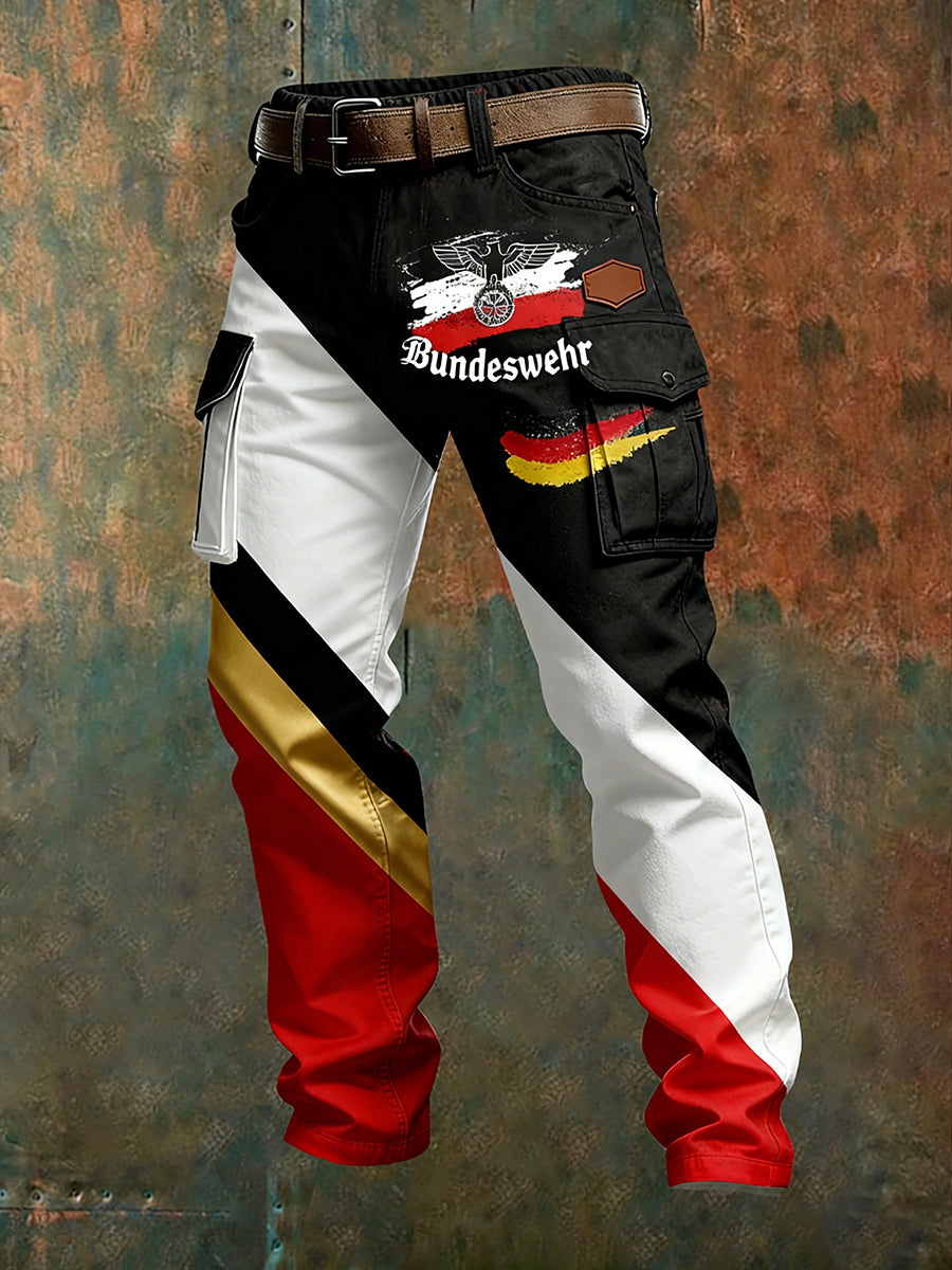 Herren Vintage Deutsche Flagge Print Freizeit-Cargo hosen