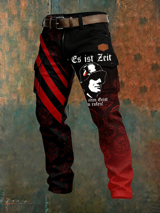 Herren Vintage Deutsche Flagge Print Freizeit-Cargo hosen
