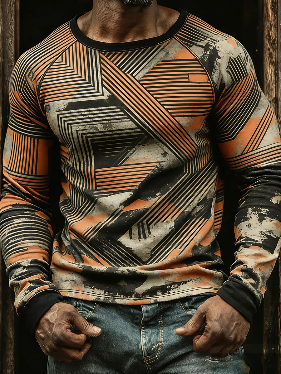 Herren Vintage Business Abstrakte Kunst Casual Top