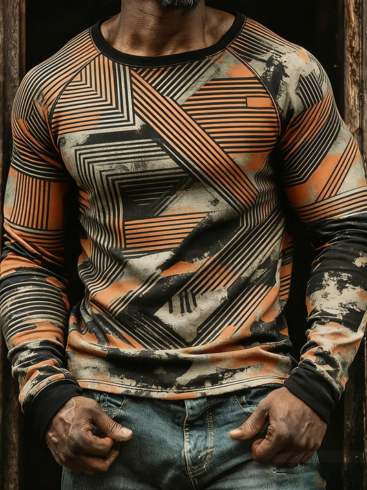 Herren Vintage Business Abstrakte Kunst Casual Top