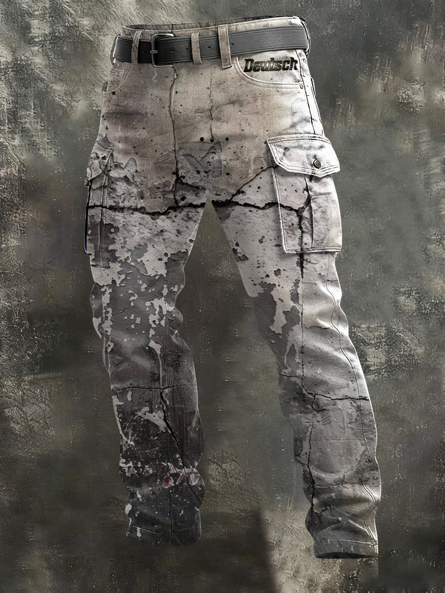 Herren Distressed Grey Crackle "Deutsch" Cargo hosen