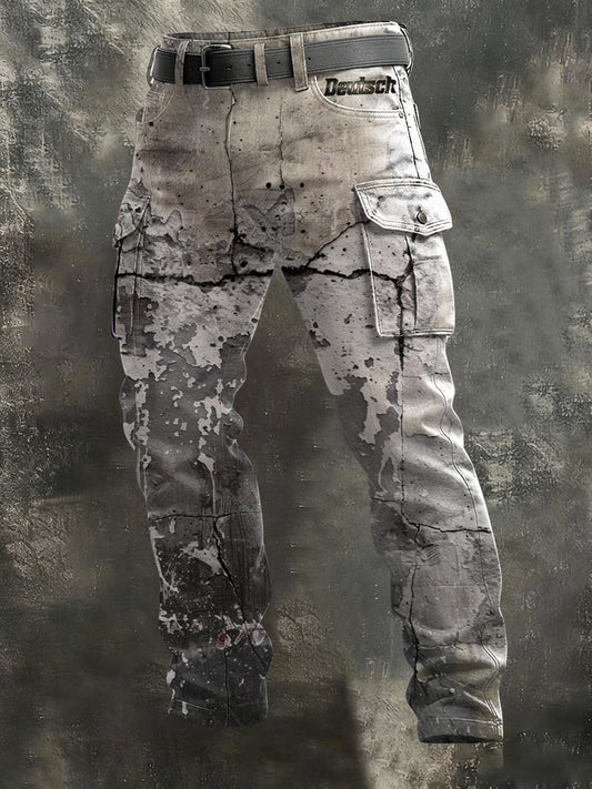 Herren Distressed Grey Crackle "Deutsch" Cargo hosen