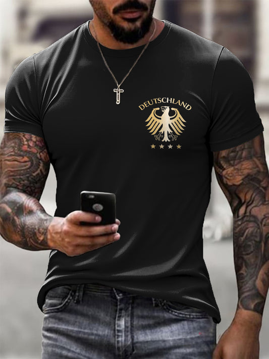 Herren Schlankes schwarzes "DEUTSCHLAND" Golden Eagle T-Shirt