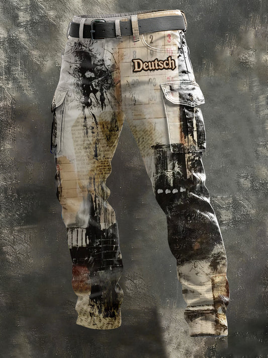 Herren-Zeitungs druck & "Deutsch" Graffiti-Cargo hosen ﻿