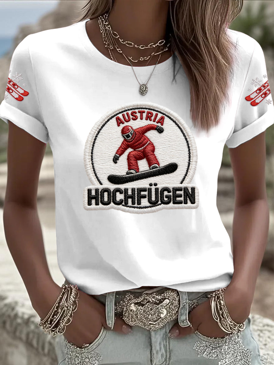 Damen Vintage österreich isches Outdoor Skifahren Freizeit kunst T-Shirt