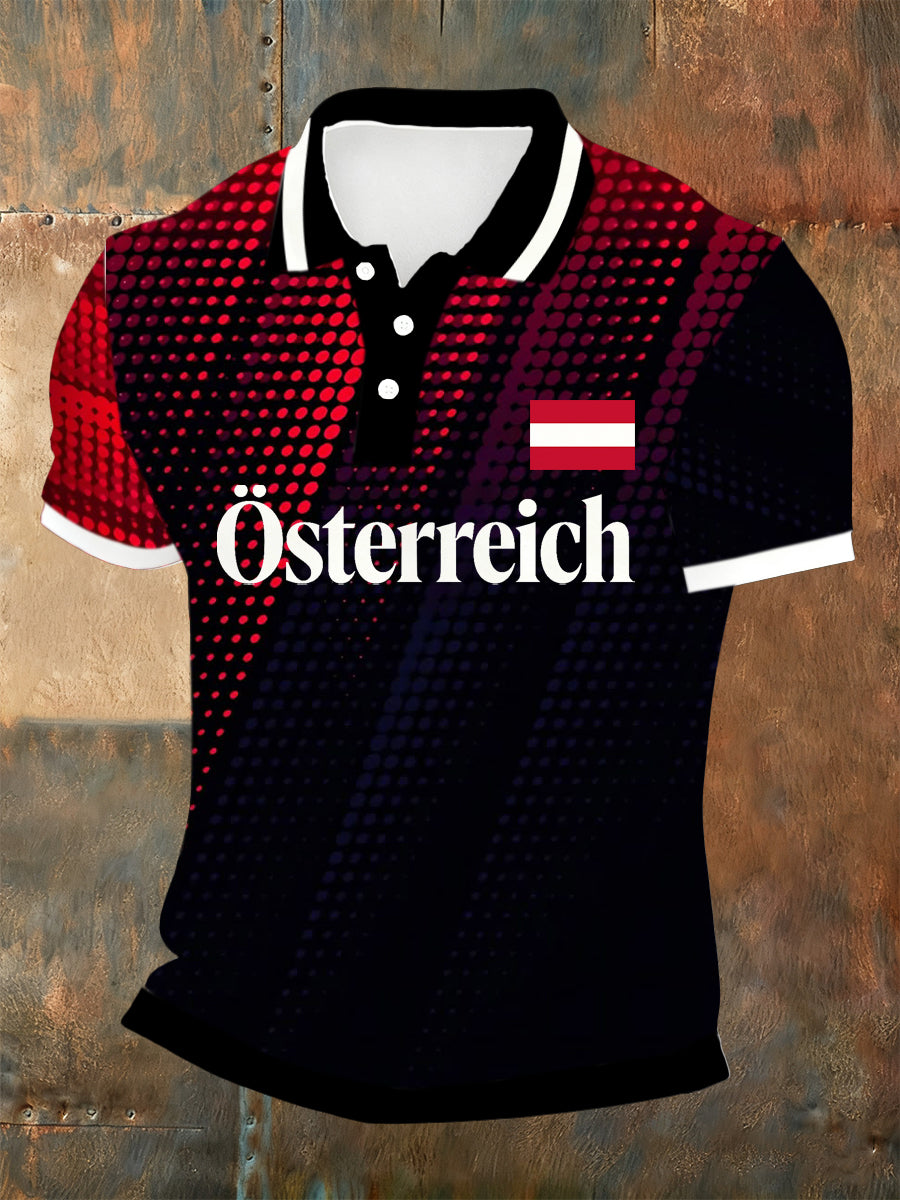 Herren-Polo-Shirt mit österreichisch inspirierten Print
