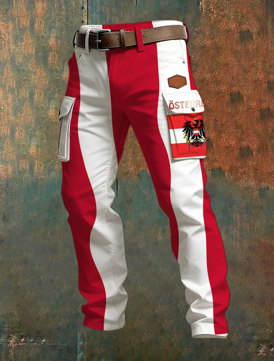 Freizeit hosen für Herren mit österreichisch inspirierten Aufdruck.