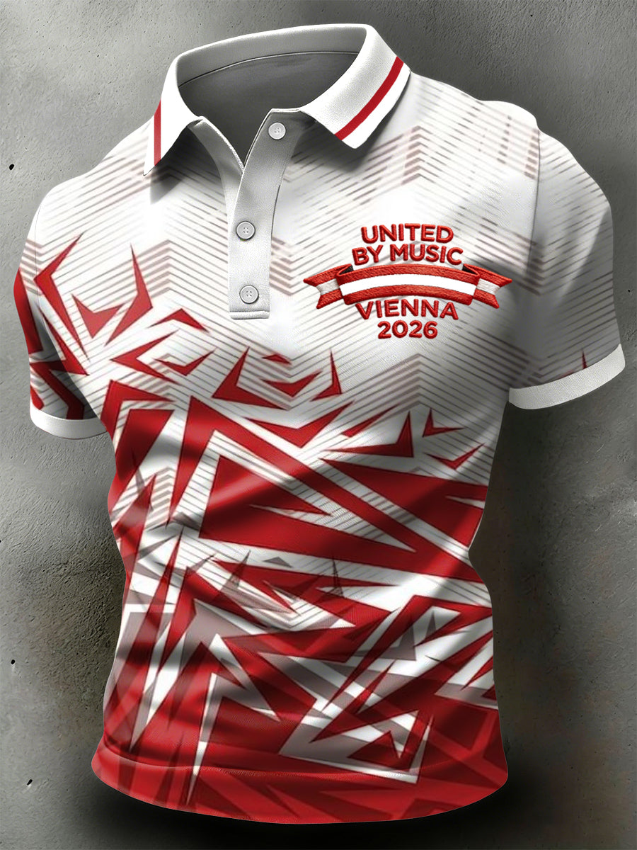 Retro Österreich 2026 Gesangs wettbewerb Casual Polo Shirt